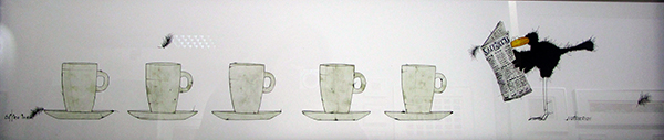 Coffee break 2011;Mischtechnik auf Karton,;24 x 100 cm;1.900 - Galerie Wroblowski
